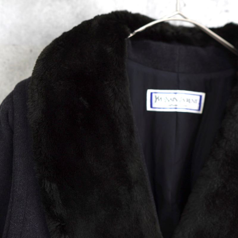 Fur Shawl Collar Wool Long Coat