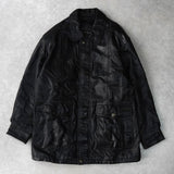 イヴ サンローラン ヴィンテージ エンボス YSLロゴ レザージャケット レザーブルゾン ブラック