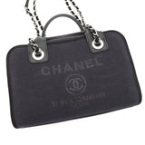 シャネル ドーヴィル キャンバス レザー 2way ハンドバッグ チェーンショルダーバッグ ブラック A番台8桁