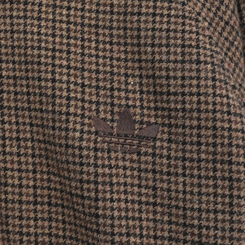 アディダス トレフォイルロゴ 千鳥格子柄 ウールジャケット ブルゾン ブラウン