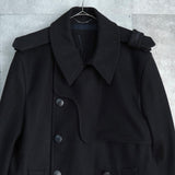 イヴ サンローラン ヴィンテージ YSLロゴ ウール Pコート ブラック