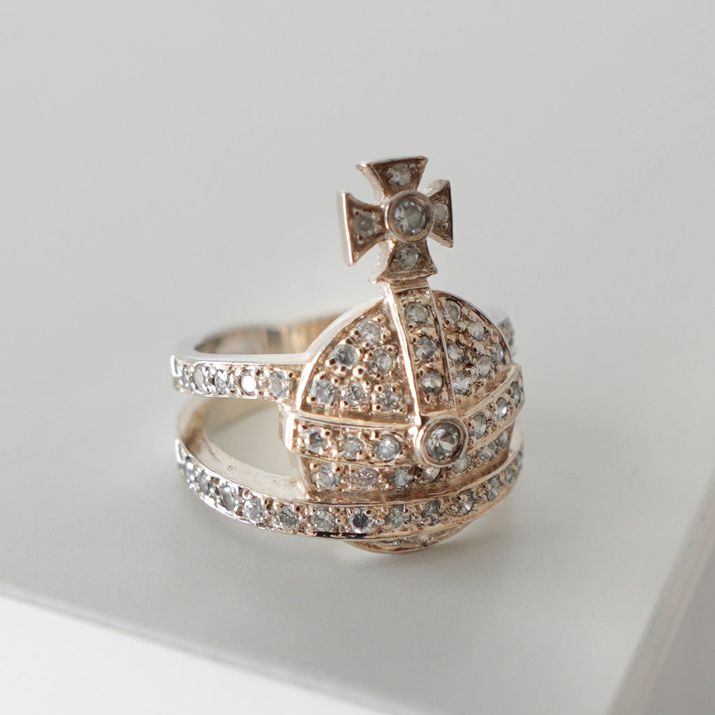 ヴィヴィアン・ウエストウッド オーブロゴ ピンクゴールドラインストーン 指輪 リング 箱付き 12.5号