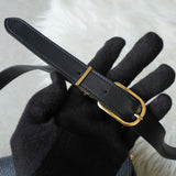 Christian Dior CD logo gold hardware leather shoulder bag navy