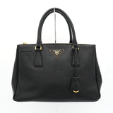 プラダ ガレリア トライアングルロゴ サフィアーノ 2way ハンドバッグ ショルダーバッグ ブラック