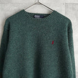 ポロ ラルフローレン スモールポニーロゴ ウール ニット グリーン