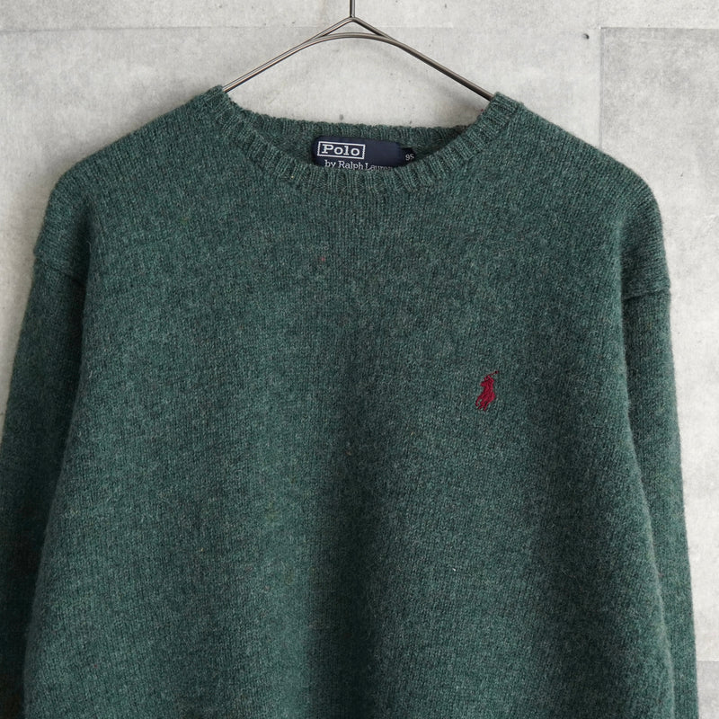 ポロ ラルフローレン スモールポニーロゴ ウール ニット グリーン