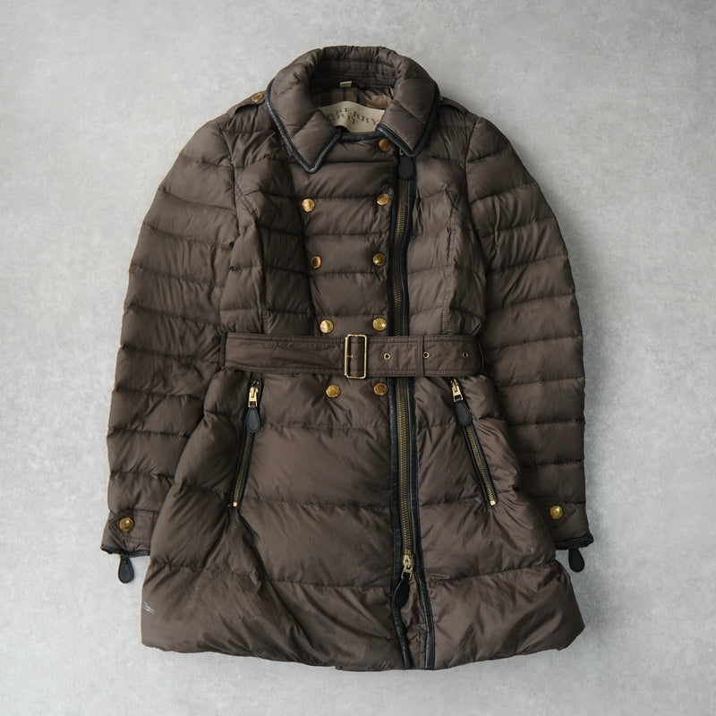 バーバリー 金ボタン ダウンジャケット ダウンコート ブラウン