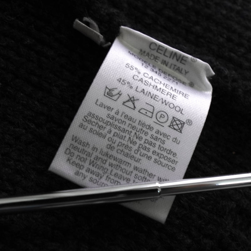 セリーヌ ヴィンテージ カシミア ケーブル ニット レディース チャコールグレー レザー ウエストベルト付き