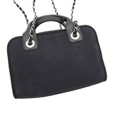シャネル ドーヴィル キャンバス レザー 2way ハンドバッグ チェーンショルダーバッグ ブラック A番台8桁