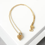 クリスチャン ディオール ヴィンテージ Diorロゴ ハート ラインストーン ネックレス GP ゴールド レディース