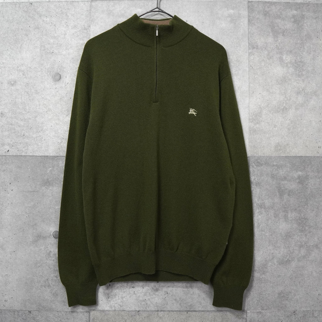 バーバリー ホースロゴ ハーフジップ ニット カーキ