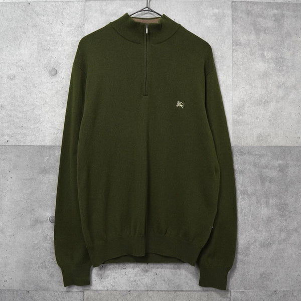 バーバリー ホースロゴ ハーフジップ ニット カーキ