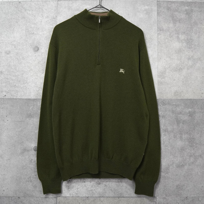 バーバリー ホースロゴ ハーフジップ ニット カーキ