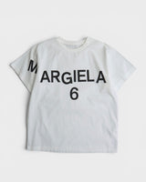 エムエムシックス メゾン マルジェラ シャツ素材 プルオーバー オーバーサイズ ロゴ Tシャツ ホワイト サイズ38 メンズ レディース