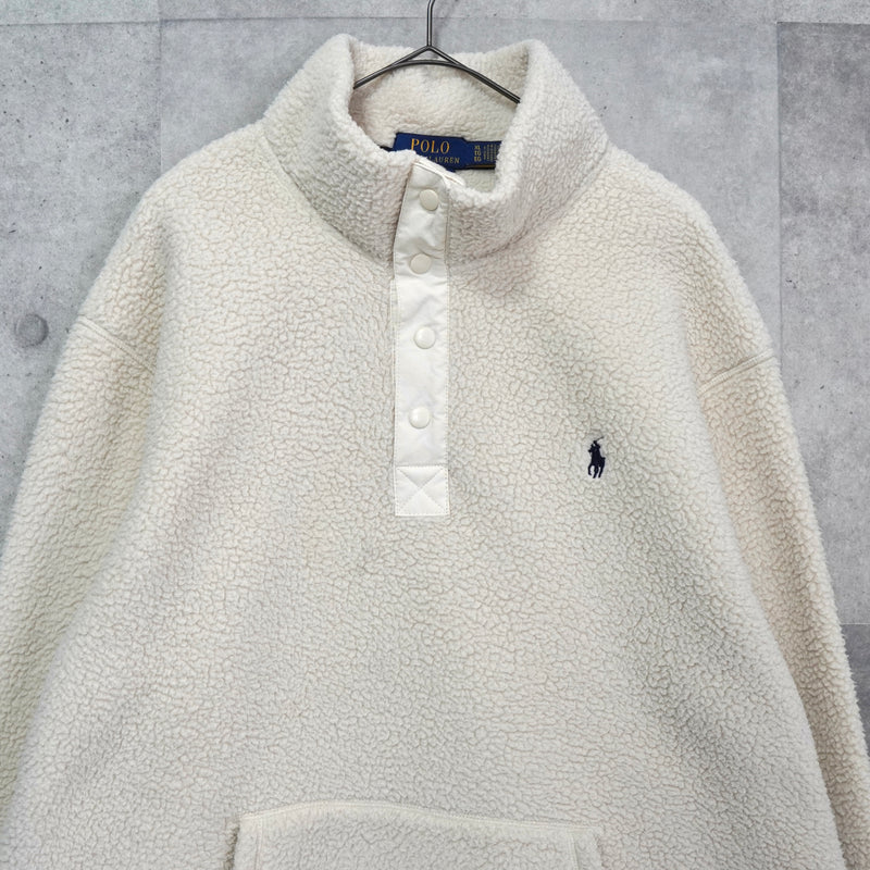 ポロ ラルフローレン ポニーロゴ ハーフジップ フリース プルオーバー アイボリー