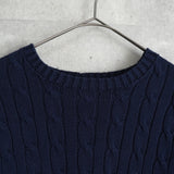 ポロ ゴルフ ラルフローレン ワンポイント ロゴ ケーブル編み ニット ネイビー