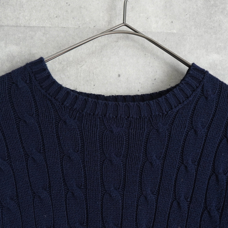 ポロ ゴルフ ラルフローレン ワンポイント ロゴ ケーブル編み ニット ネイビー