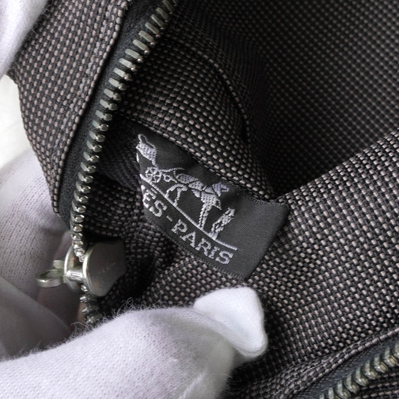 Hermes Foult PM Canvas Handbag Black/Grey
