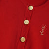 イヴサンローラン ヴィンテージ YSLロゴ 金ボタン コットン カーディガン レッド レディース