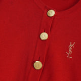 イヴサンローラン ヴィンテージ YSLロゴ 金ボタン コットン カーディガン レッド レディース