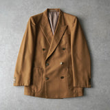 イヴ サンローラン ヴィンテージ YSLロゴ ボタン ウール ダブル テーラードジャケット キャメル メンズ