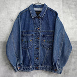 バレンティノ ジーンズ ヴィンテージ Vロゴ ボタン 刺繍 デニムジャケット ブルー