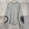 アクネ ストゥディオズ ハートプリント チャンキーニット セーター グレー タグ付き未使用品
