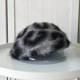 ヴィヴィアン ウエストウッド オーブ ヒョウ柄 アンゴラ モヘア ベレー帽 グレー