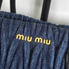 ミュウミュウ マテラッセ デニム / レザー 2way ハンドバッグ ショルダーバッグ ブルー / ブラック