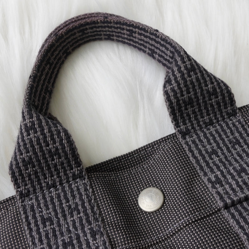 Hermes Foult PM Canvas Handbag Black/Grey