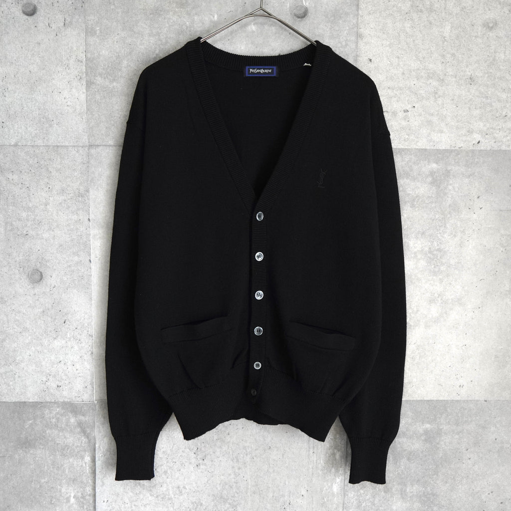 イヴ サンローラン ヴィンテージ YSLロゴ ウール カーディガン ブラック