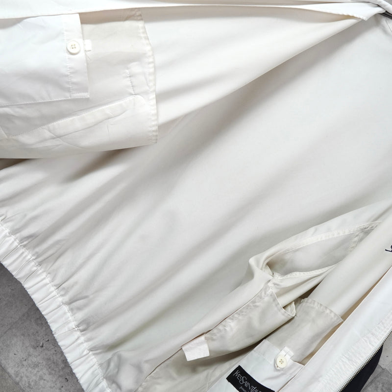 イヴ サンローラン ヴィンテージ YSLロゴ ブルゾン ジャケット ホワイト / ネイビー