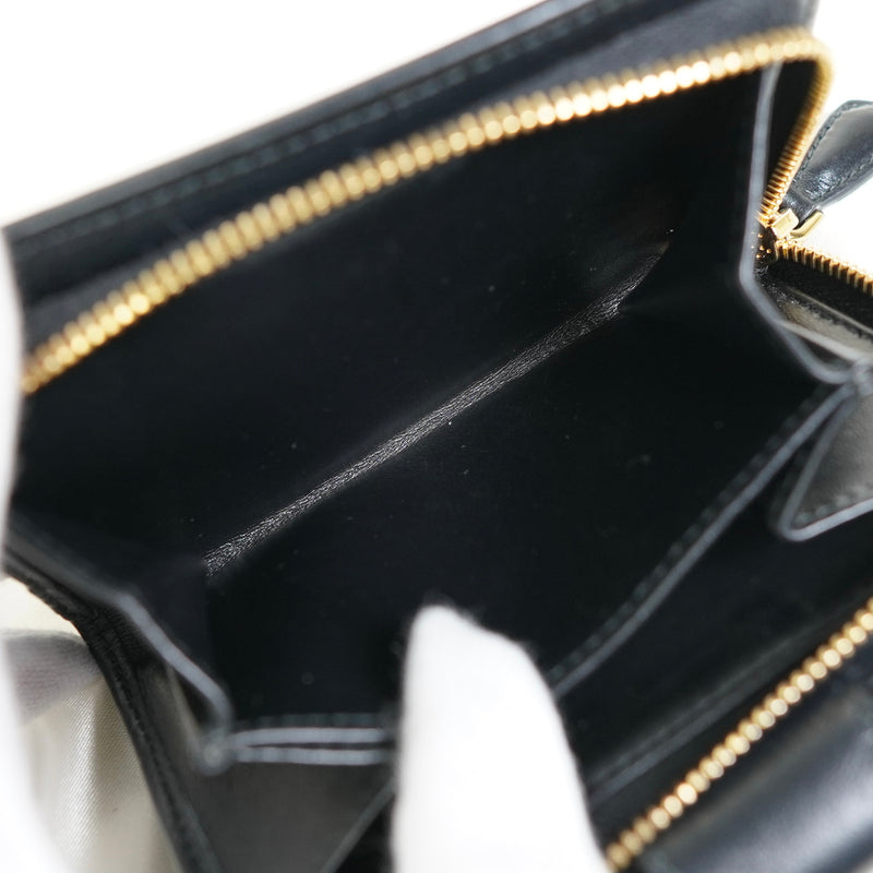 プラダ ロゴ トライアングルカット レザー 二つ折り財布 ブラック