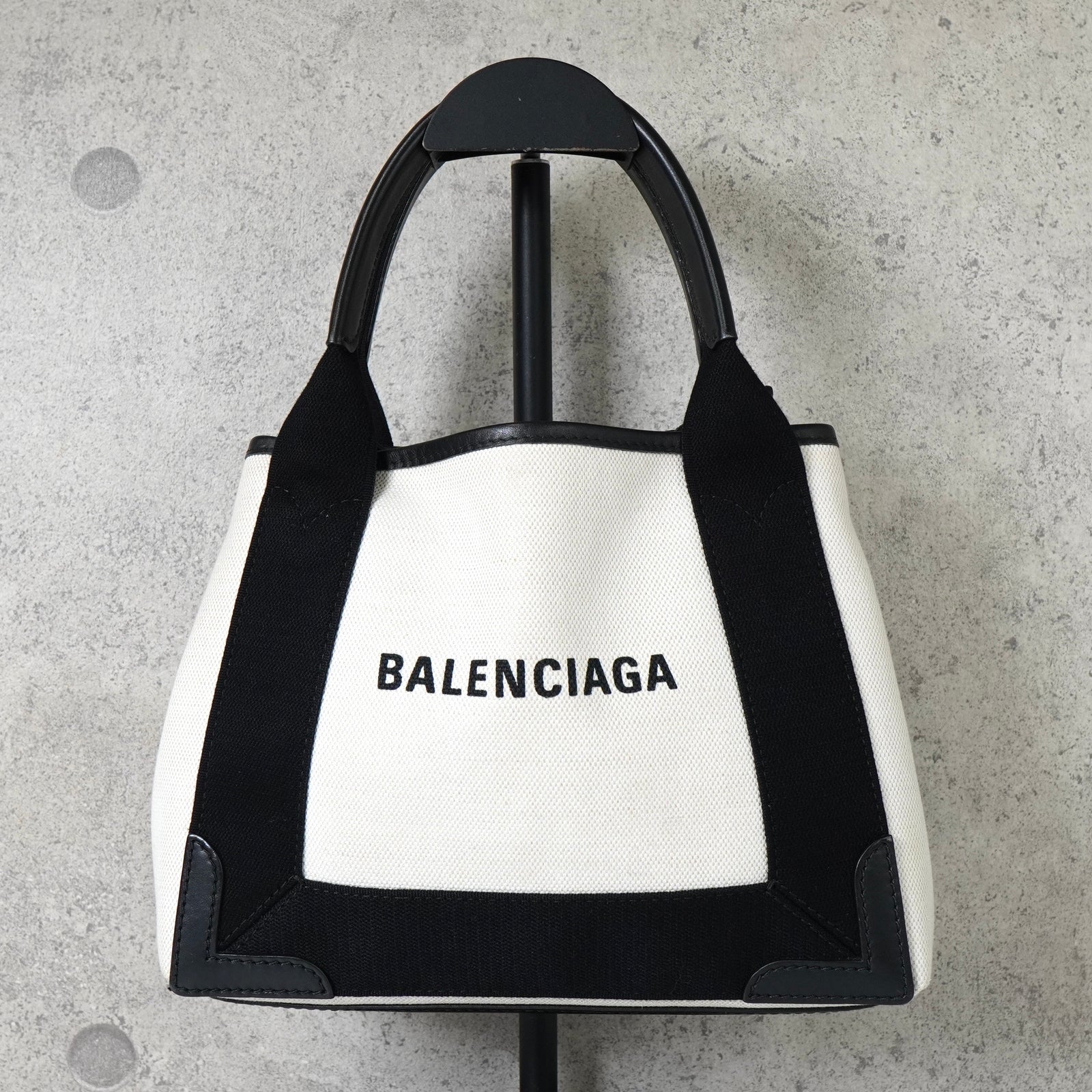 2way BALENCIAGA ショルダーバッグ ホワイト/ブラック バレンシアガ カバスXS キャンバス 2way ハンドバッグ
