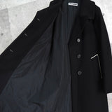 ジルサンダー レザー切り替え 変形 前立て ウールコート レディース ブラック / ホワイト