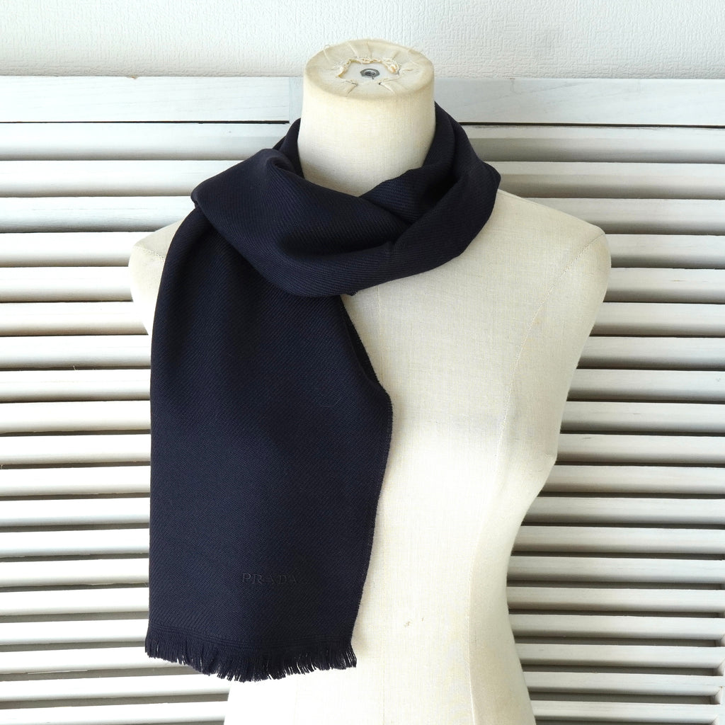 PRADA ネイビー マフラー （羊毛） PRADA(プラダ) ウールカシミヤ
