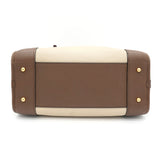 ロエベ アマソナ28 レザー バイカラー ハンドバッグ ベージュ / ブラウン