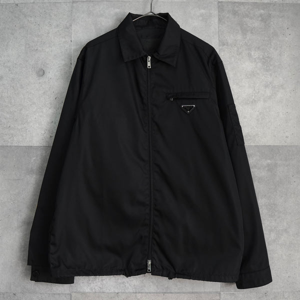 プラダ Re-Nylon トライアングルロゴ ナイロン シャツジャケット メンズ ブラック