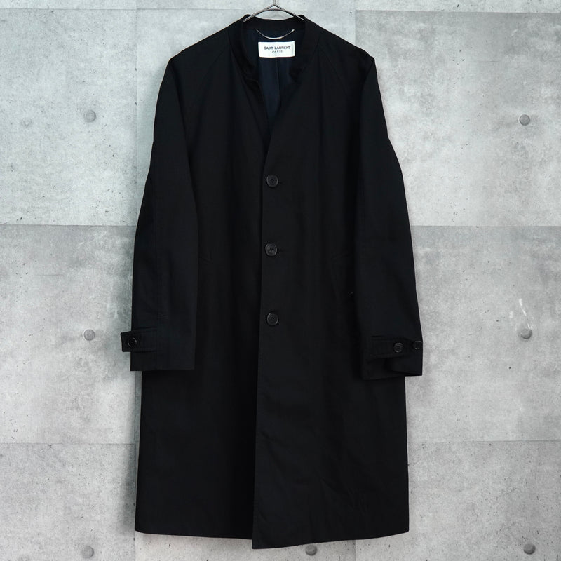 サンローラン パリ マオカラー ロングコート ブラック