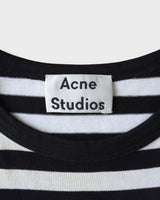 アクネ ストゥディオズ フェイスロゴ ボーダー Tシャツ ホワイト / ブラック