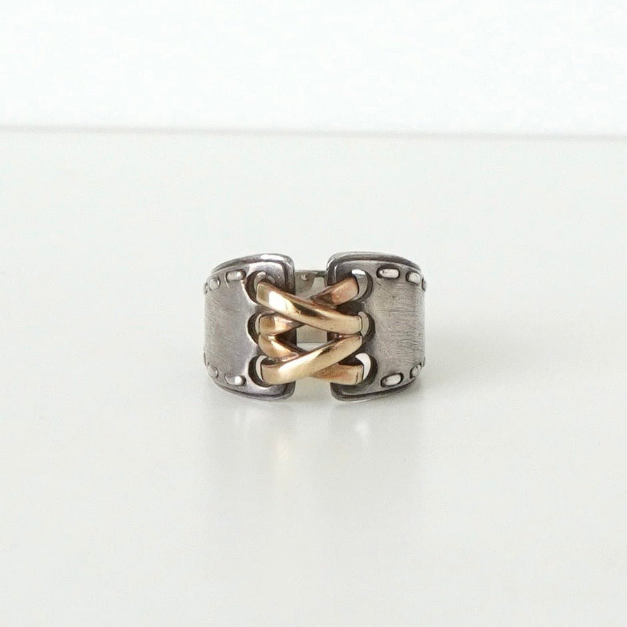 エルメス ヴィンテージ メキシコ コルセット ダブル 18K × SV925 指輪