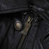イヴ サンローラン ヴィンテージ エンボス YSLロゴ レザージャケット レザーブルゾン ブラック