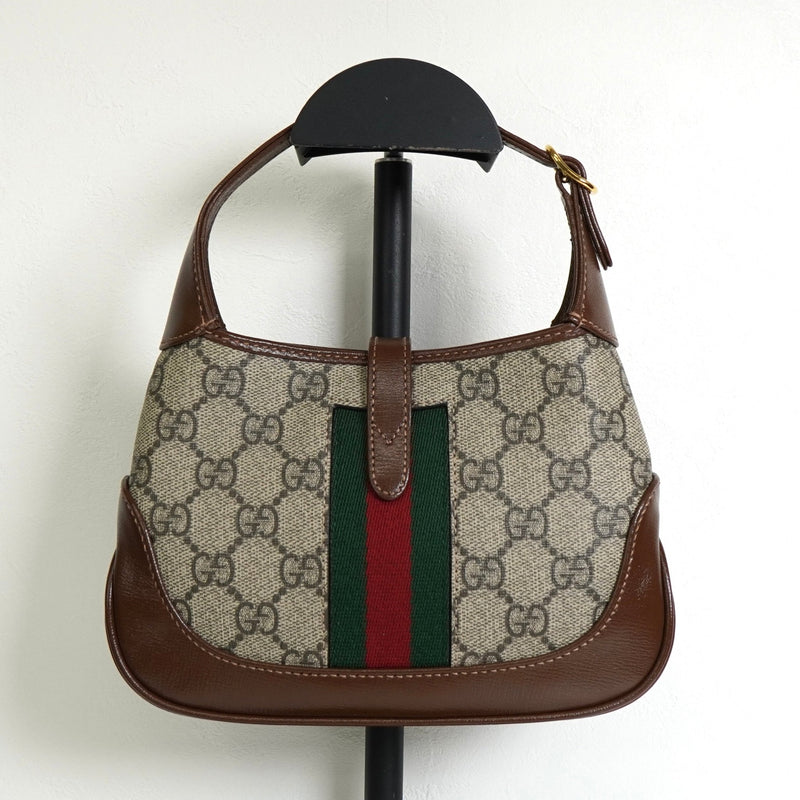 グッチ ジャッキー 1961 GGスプリーム / レザー 2way ミニ ハンドバッグ ショルダーバッグ ブラウン - NEWSED