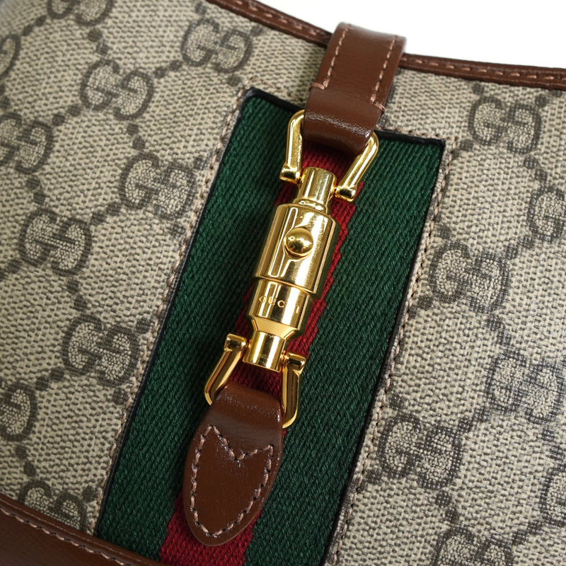 グッチ ジャッキー 1961 GGスプリーム / レザー 2way ミニ ハンドバッグ ショルダーバッグ ブラウン - NEWSED