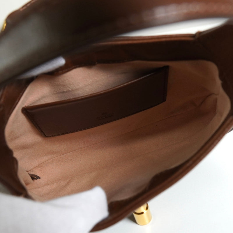 グッチ ジャッキー 1961 GGスプリーム / レザー 2way ミニ ハンドバッグ ショルダーバッグ ブラウン - NEWSED