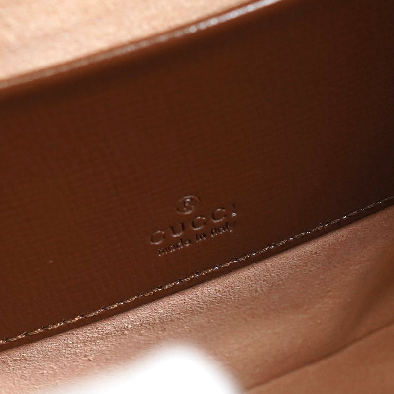 グッチ ジャッキー 1961 GGスプリーム / レザー 2way ミニ ハンドバッグ ショルダーバッグ ブラウン - NEWSED