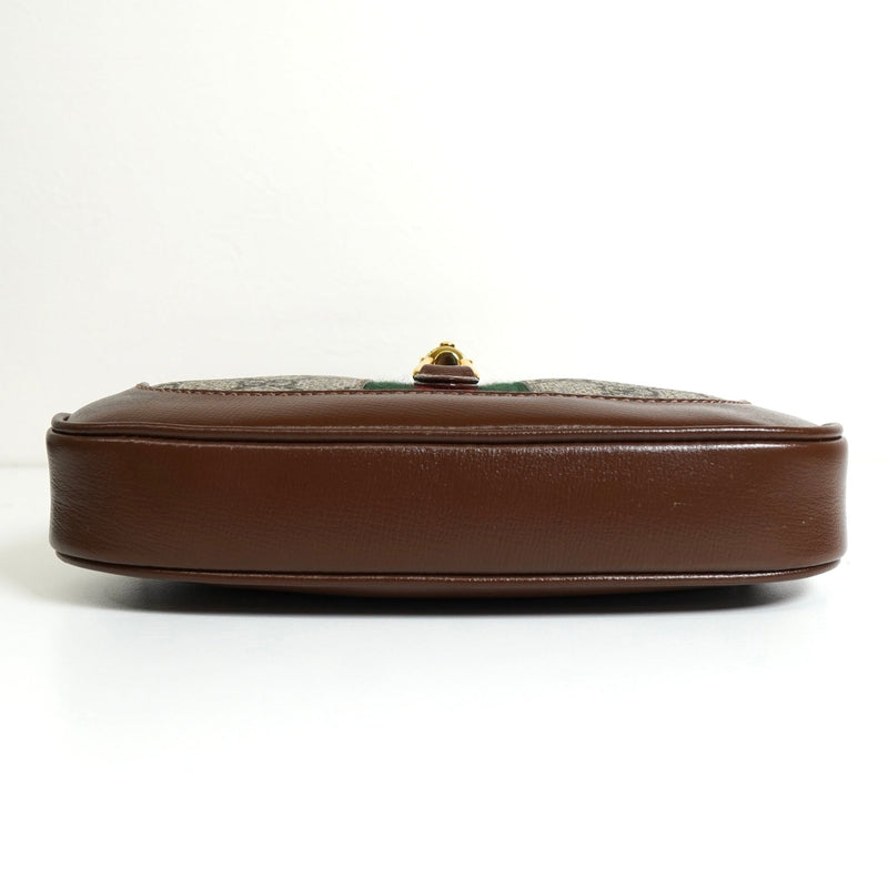 グッチ ジャッキー 1961 GGスプリーム / レザー 2way ミニ ハンドバッグ ショルダーバッグ ブラウン - NEWSED