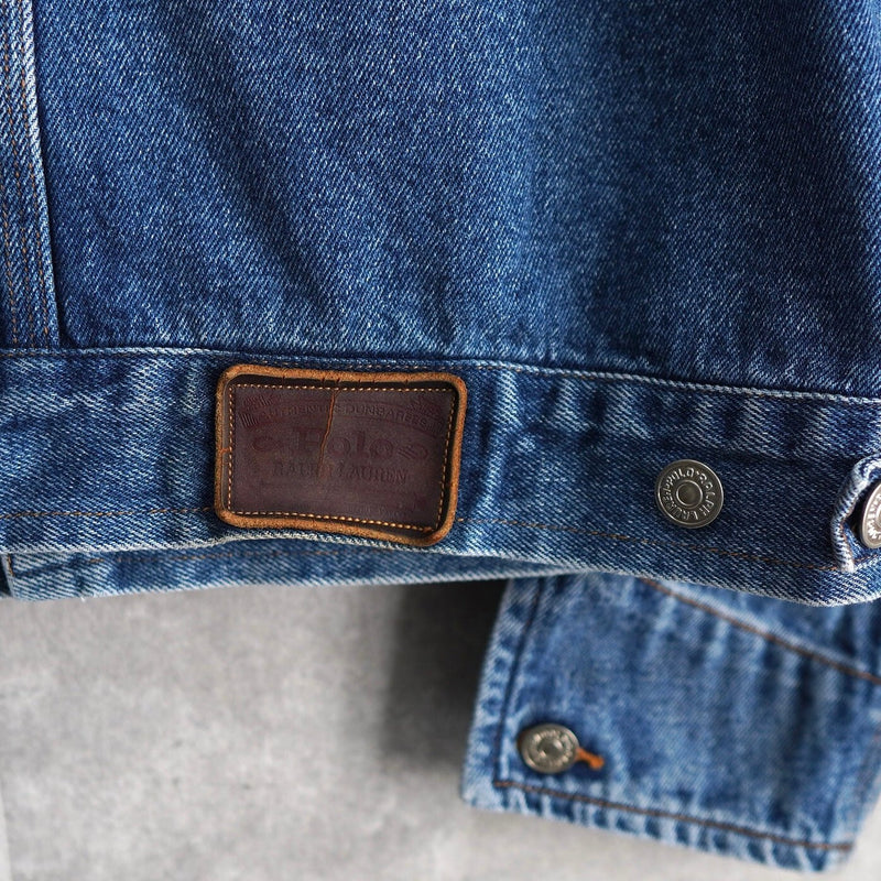 1980's - 1990's Corduroy Collar Box Denim Jacket - NEWSED