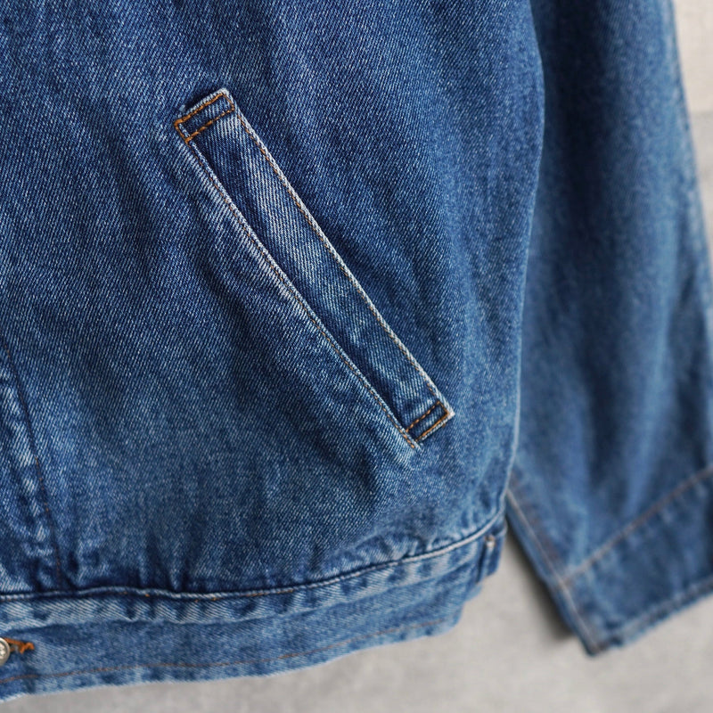 1980's - 1990's Corduroy Collar Box Denim Jacket - NEWSED