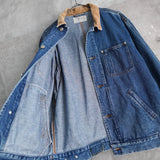 1980's - 1990's Corduroy Collar Box Denim Jacket - NEWSED